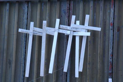 Memorials to people who lost their lives crossing the U.S.-Mexico border