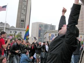 Celebrating the defeat of Prop 8 in San Francisco the day the ruling was announced